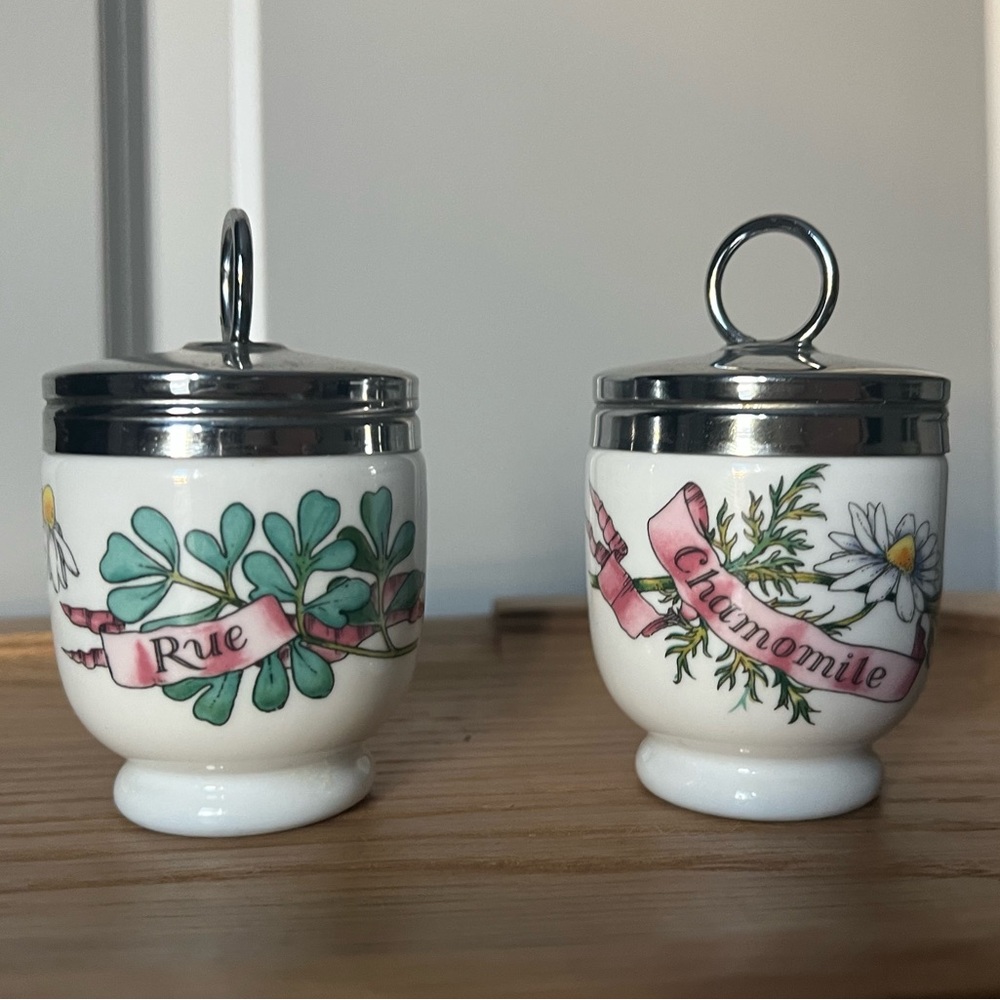 Vintage - Royal Worcester • Egg Coddlers in Country Kitchen Pattern - Set of 2